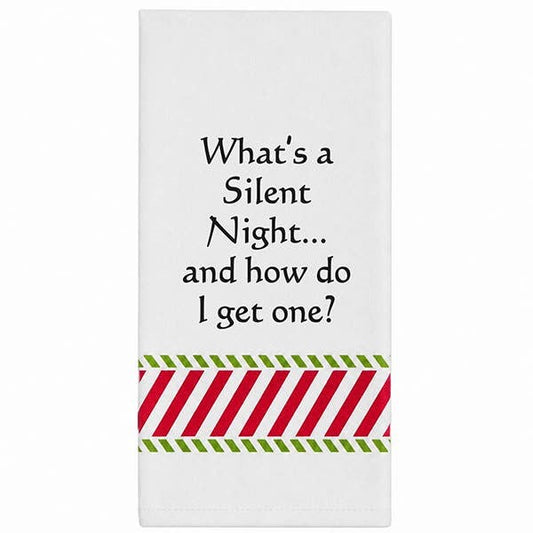 Wild Hare Bistro Towel  "What's A Silent Night..." Holiday Towel