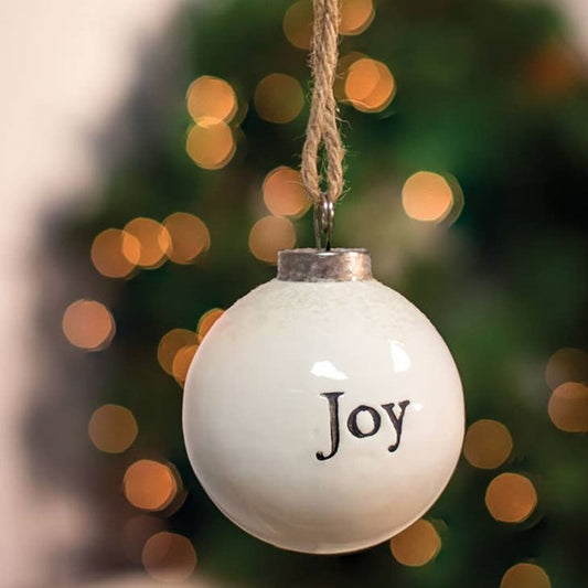 Joy White Ceramic Ornament