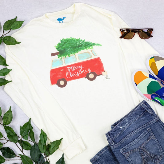 Christmas "VAN WITH TREE" Long Sleeve Tee