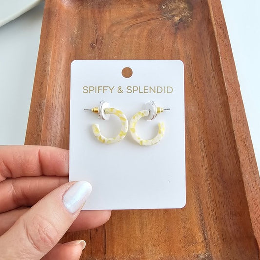 Spiffy & Splendid Micro Cam Mini Hoops - Buttercream Dot Jewelry