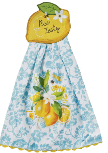 BEE ZESTY Lemons & Bees Terry Kitchen Tie Towels by Kay Dee Designs