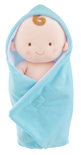 Plush Baby Jesus in a Manger
