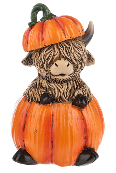 Fall Highland Cows Pumpkin Figurines