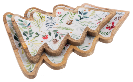 Holiday Botanical Tree Tray Set