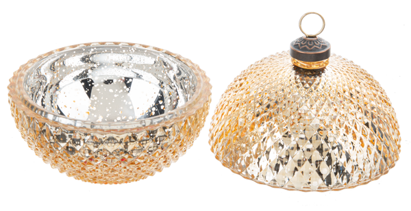 Faceted Glass Ornament Trinket Box with Place Card Holder