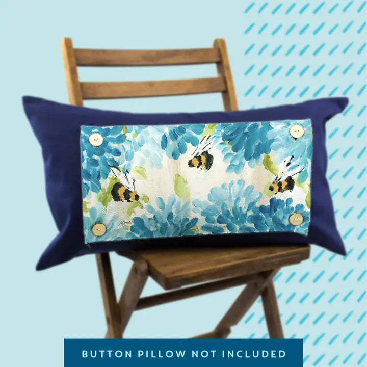 Flowers "Bees Blue Hydrangeas" Pillow Swap