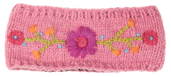 Knit Embroidered Floral Headband