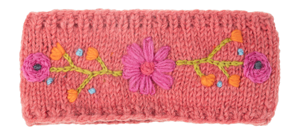 Knit Embroidered Floral Headband