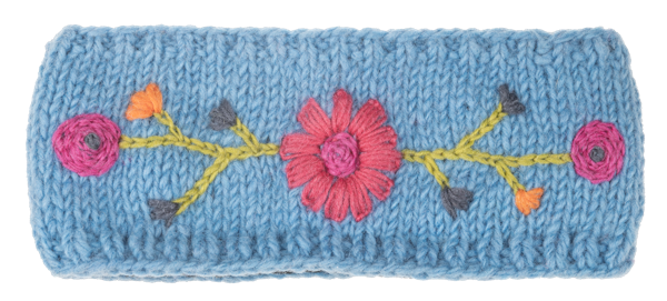 Knit Embroidered Floral Headband