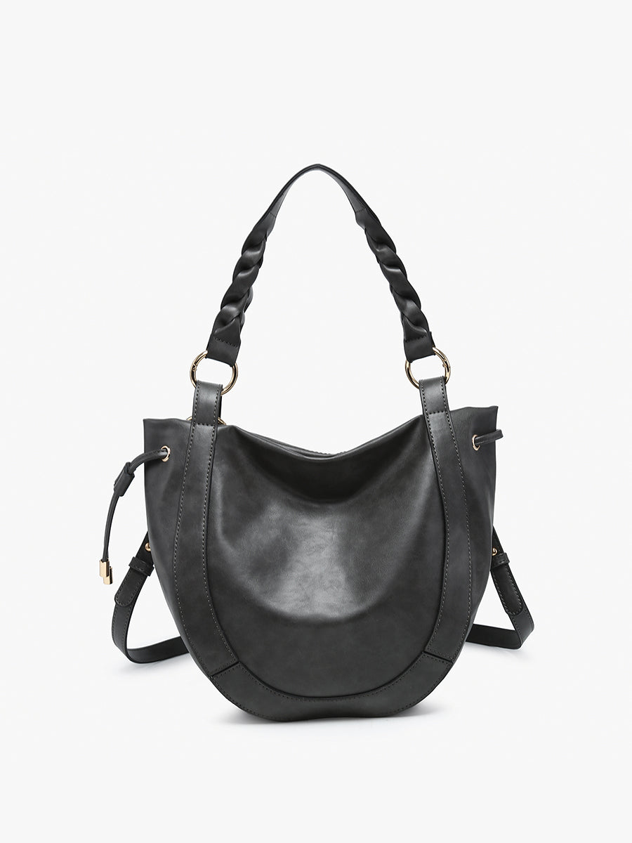 Rowan Paneled Hobo w/ Twisted Handle & Long Strap Bag
