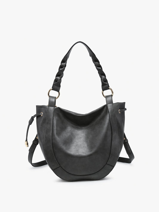 Rowan Paneled Hobo w/ Twisted Handle & Long Strap Bag