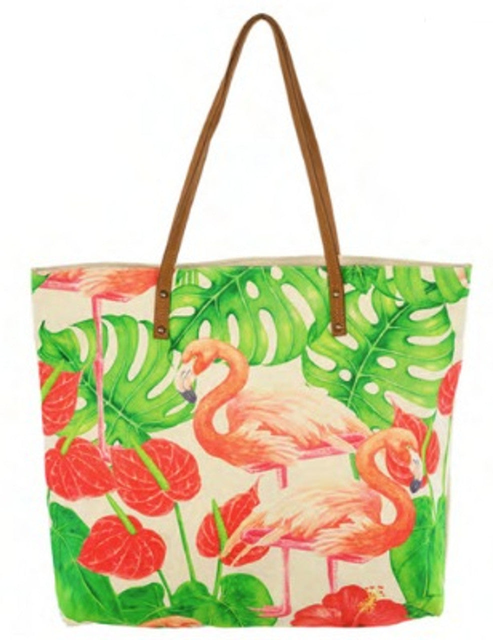 Cott N Curls Tropical Dancer Flamingo Tote Bag
