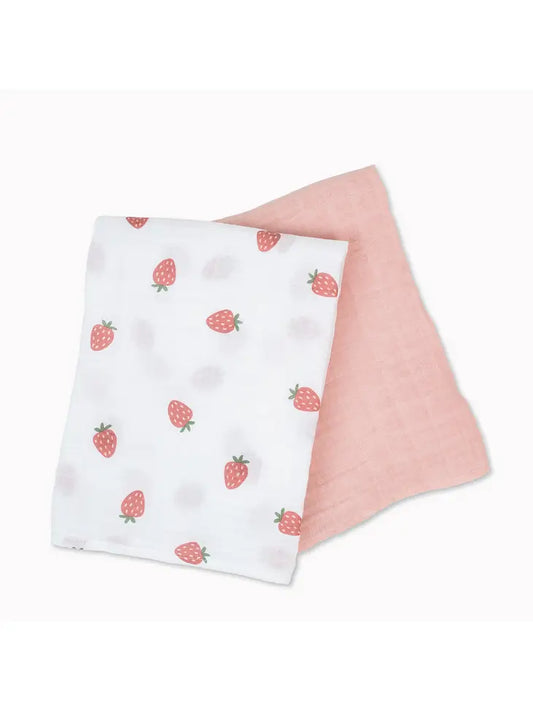 Strawberry Ballet Slipper 2-Pack Cotton Muslin Swaddle Set