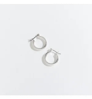 Textured Silver Hoop Ear Sense Earrings