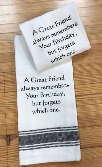 Wild Hare Designs Funny Sayings Bistro Towel "A great friend..."