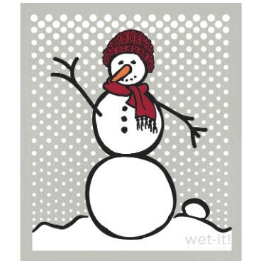 Snowman Red Gray Wet-It Kitchen Cloth