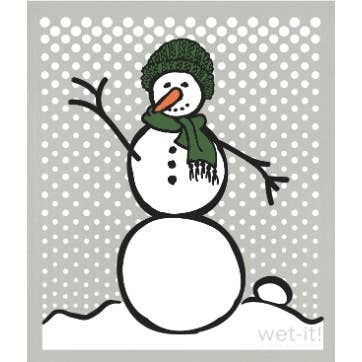 Snowman Green Gray Wet-It Kitchen Cloth