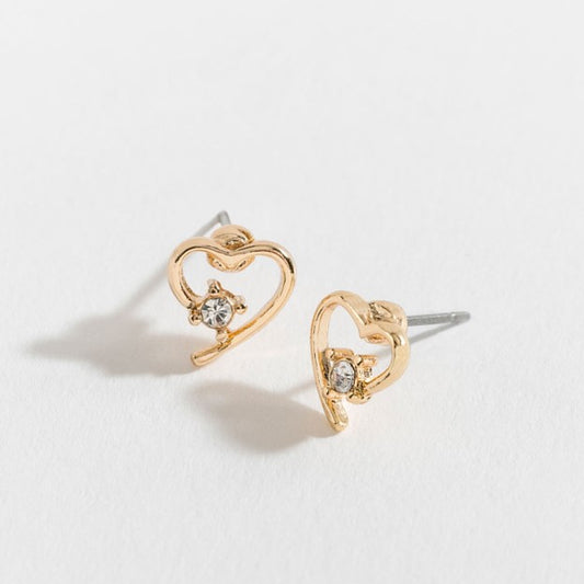 Gold Heart Crystal Ear Sense Earrings