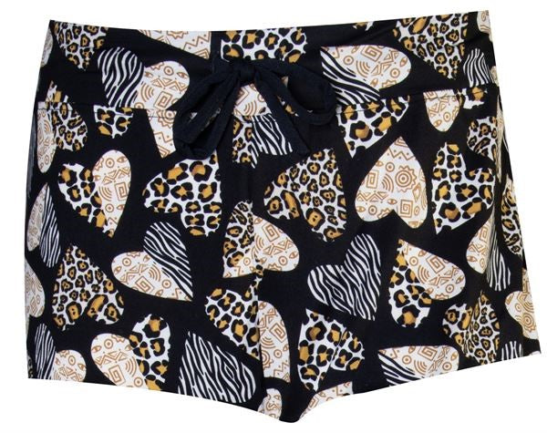 Pajama Shorts - Leopard Hearts
