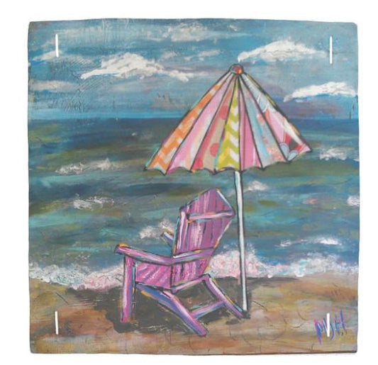 Lucky Bird Square Pillow Swap "Beach Umbrella"